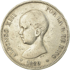 Monnaie, Espagne, Alfonso XIII, 5 Pesetas, 1889, Madrid, TTB, Argent