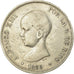 Monnaie, Espagne, Alfonso XIII, 5 Pesetas, 1889, Madrid, TTB, Argent
