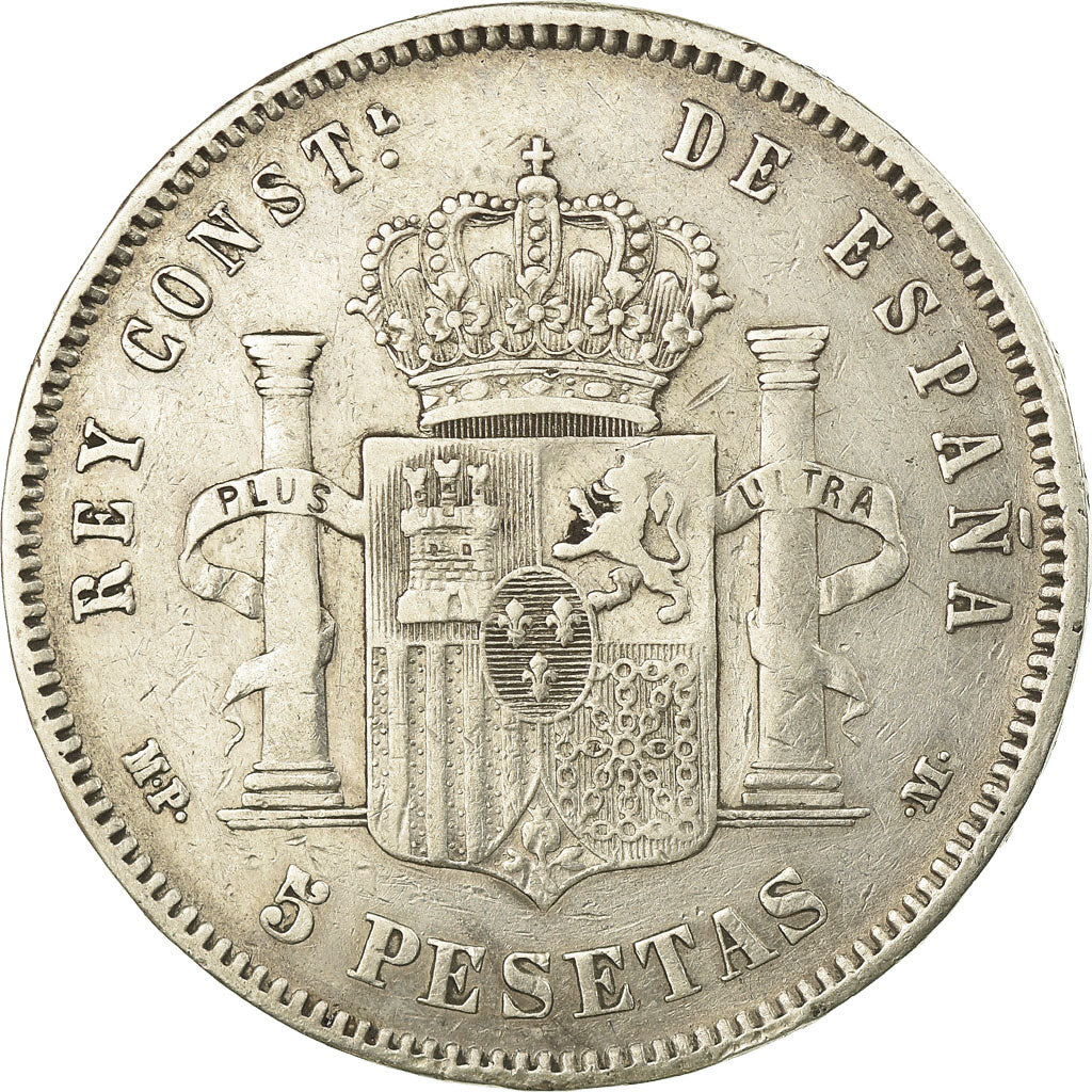 Monnaie, Espagne, Alfonso XIII, 5 Pesetas, 1889, Madrid, TTB, Argent