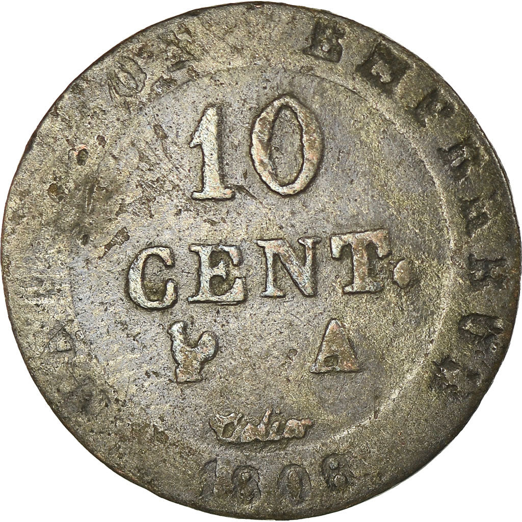 Coin, France, Napoléon I, 10 Centimes, 1808, Paris, VF(20-25), Billon
