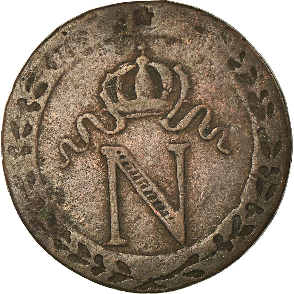 Moeda, França, Napoléon I, 10 Centimes, 1808, Strasbourg, VF(30-35), Lingote