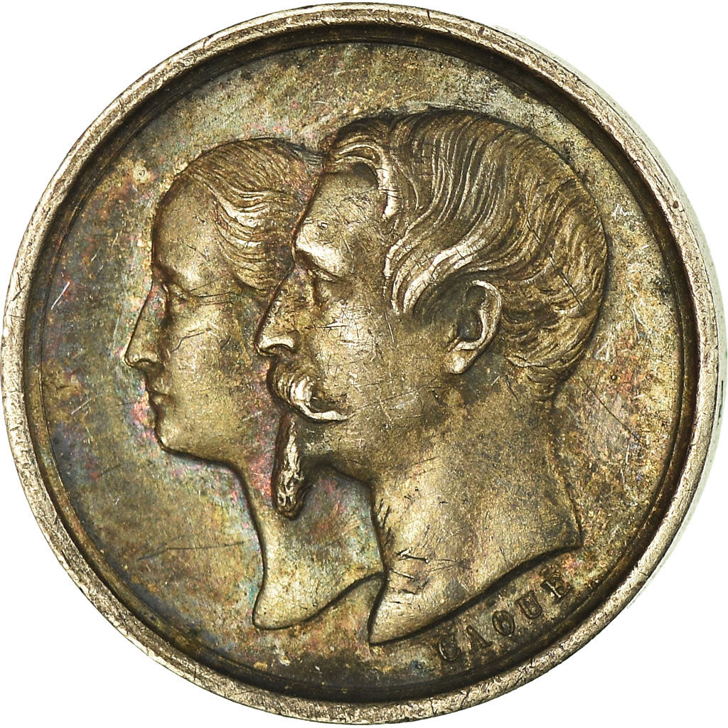 France, Médaille, Napoléon III, Naissance de Louis Napoléon, 1856, Caqué