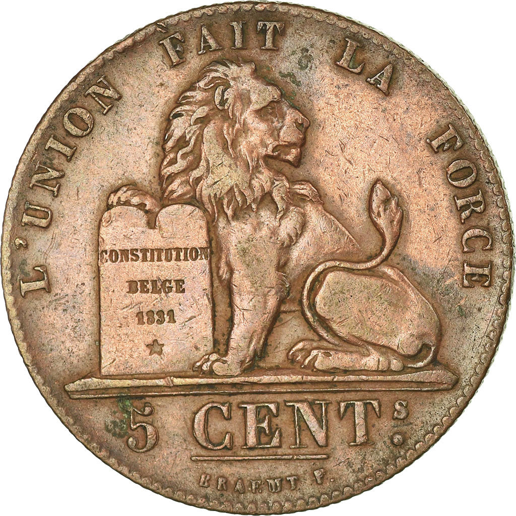 Coin, Belgium, Leopold I, 5 Centimes, 1850, EF(40-45), Copper, KM:5.1