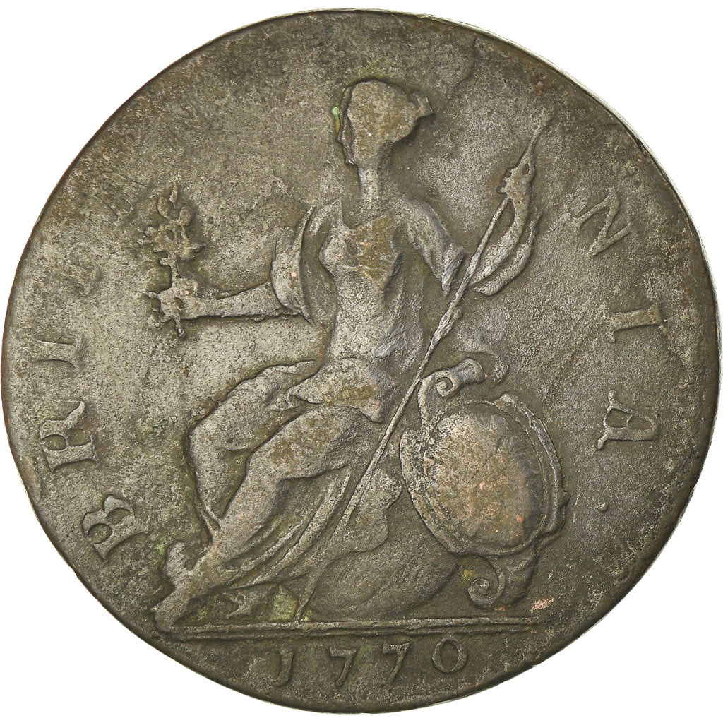Moneta, Gran Bretagna, George III, 1/2 Penny, 1770, MB+, Rame, KM:601