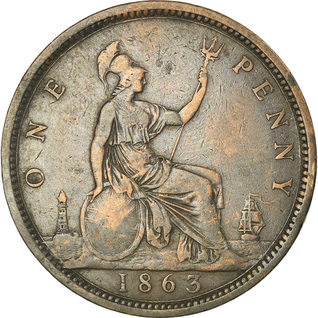 Coin, Great Britain, Victoria, Penny, 1863, VF(20-25), Bronze, KM:749.2