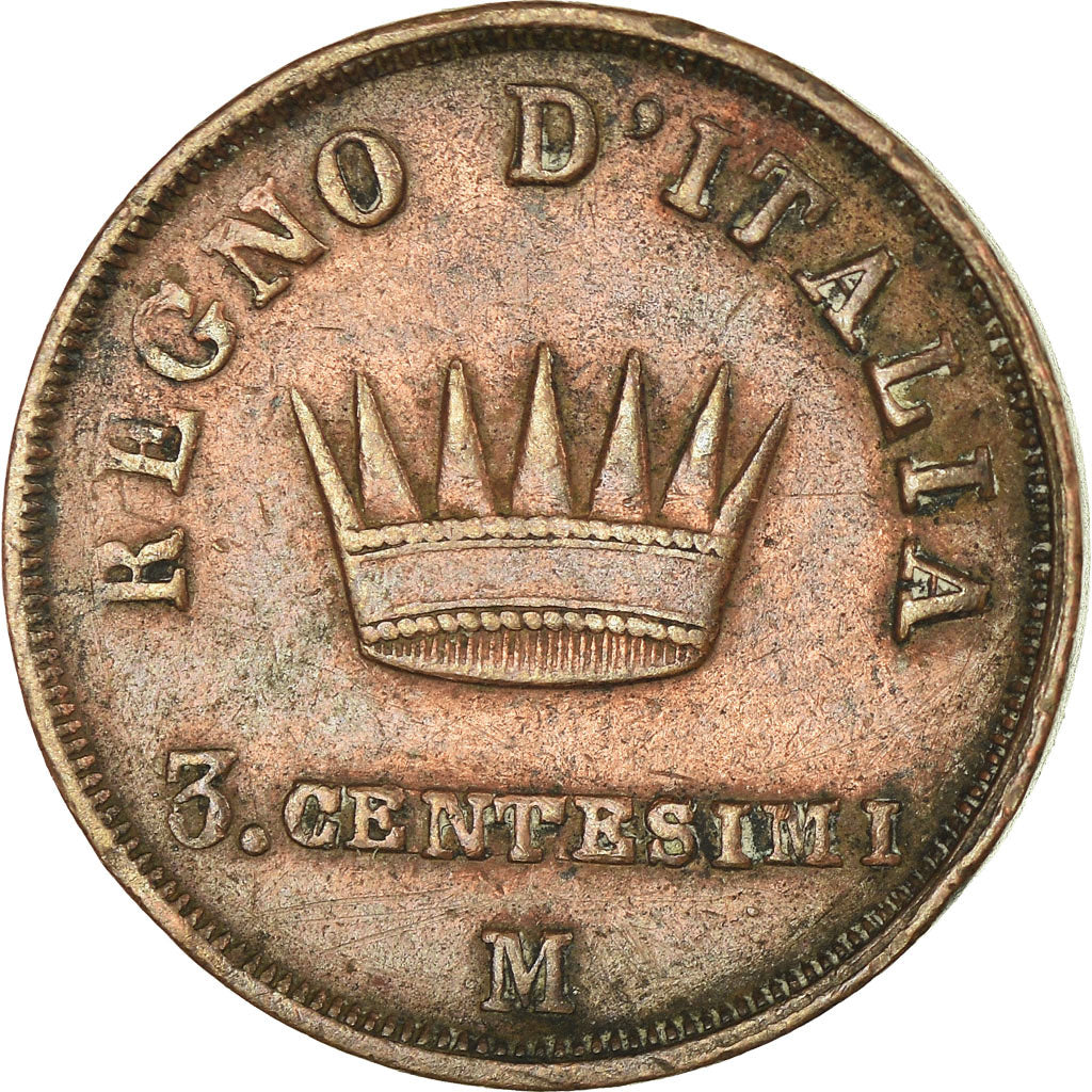 Moeda, ESTADOS ITALIANOS, KINGDOM OF NAPOLEON, Napoleon I, 3 Centesimi, 1813