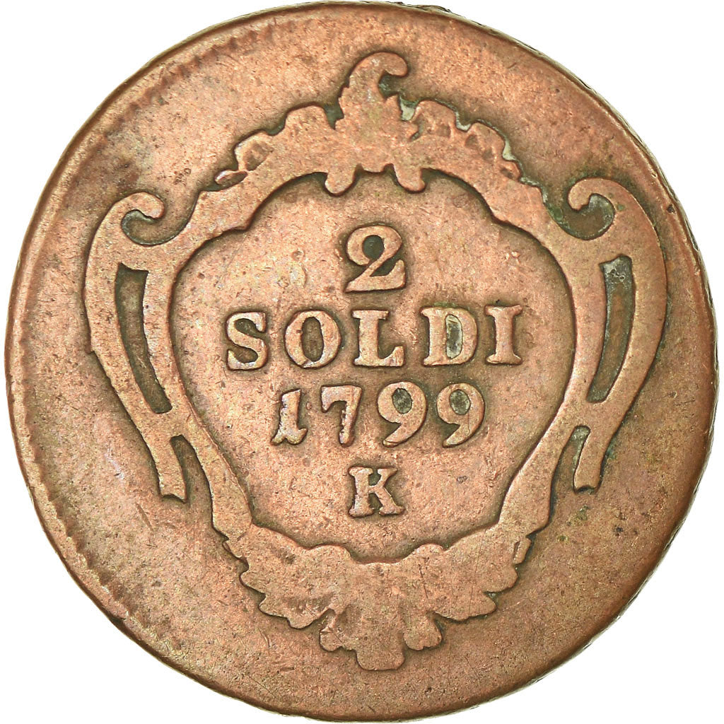 Monnaie, États italiens, GORIZIA, Francesco II, 2 Soldi, 1799, Schm, TB+