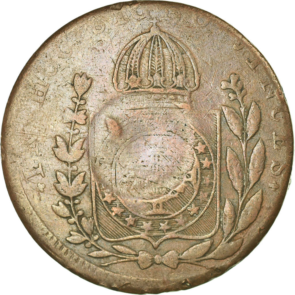 Moneda, Brasil, Pedro I, 40 Reis, 1828, Rio de Janeiro, BC, Cobre, KM:363.1