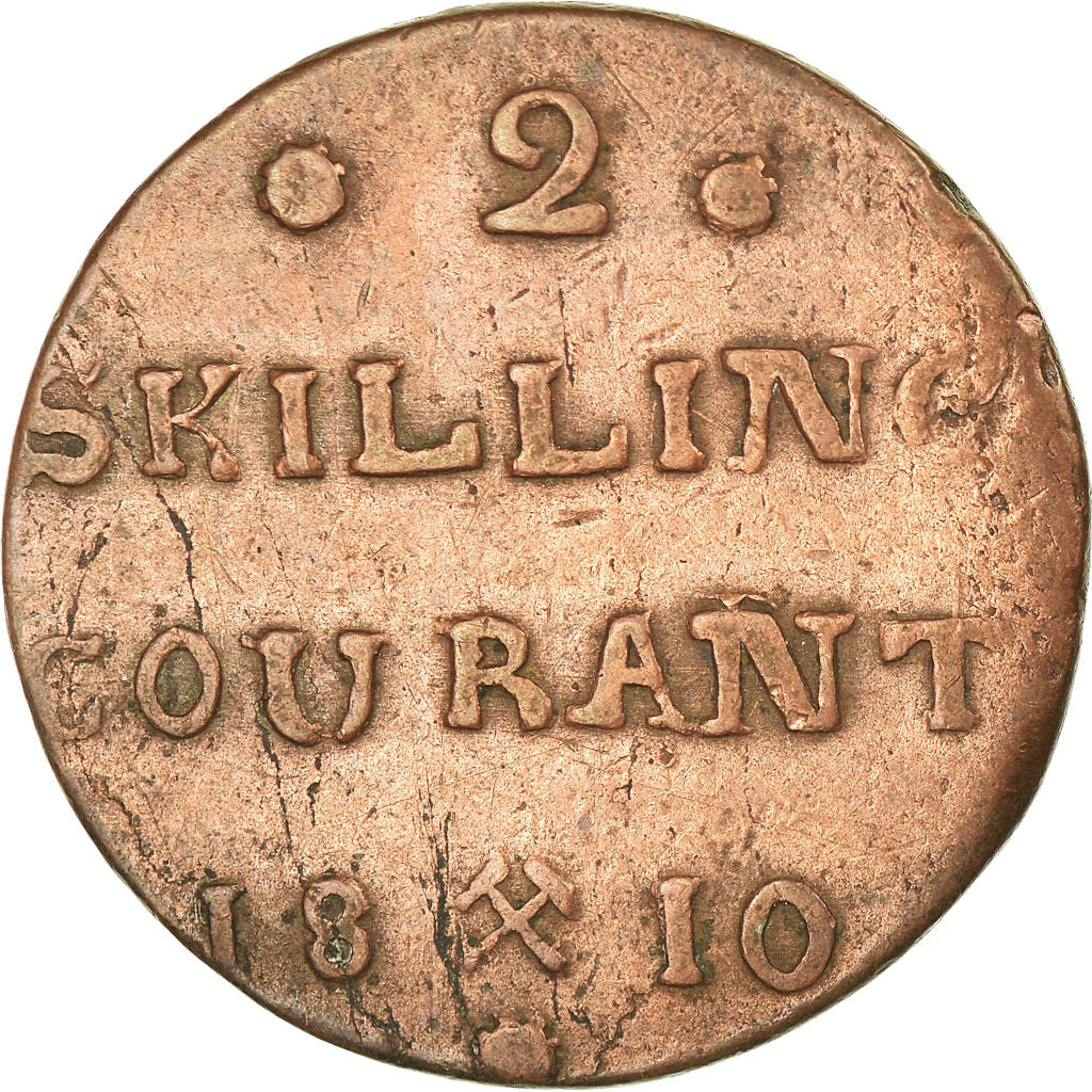 Coin, Norway, 2 Skilling, 1810, VF(20-25), Copper, KM:280.1