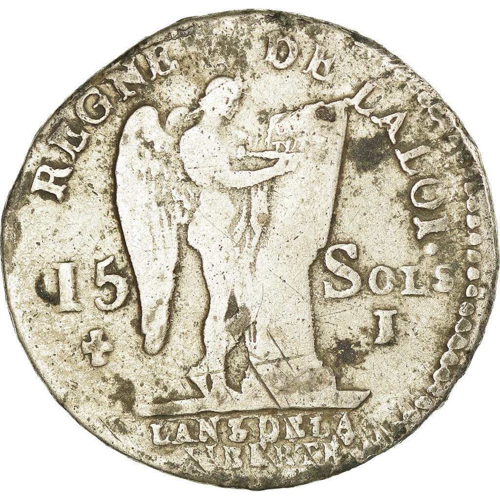 Moneda, Francia, Louis XVI, 15 Sols, 1791, Limoges, BC+, Plata, KM:604.5