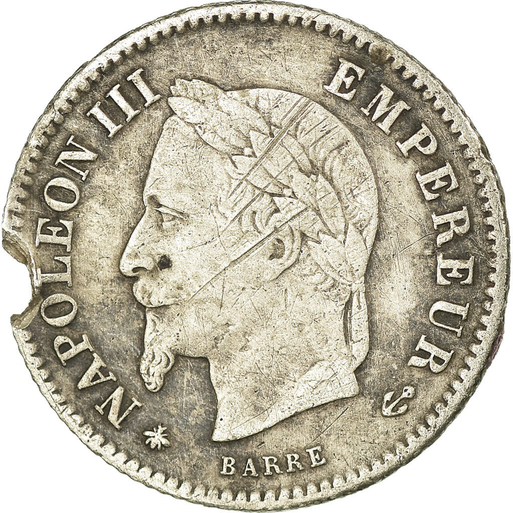Moneda, Francia, Napoleon III, Napoléon III, 20 Centimes, 1868, Paris, BC+