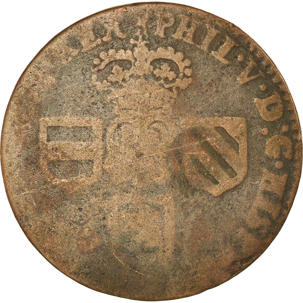 Monnaie, Pays-Bas espagnols, NAMUR, Philip V of Spain, Liard, 1710, Namur, TB