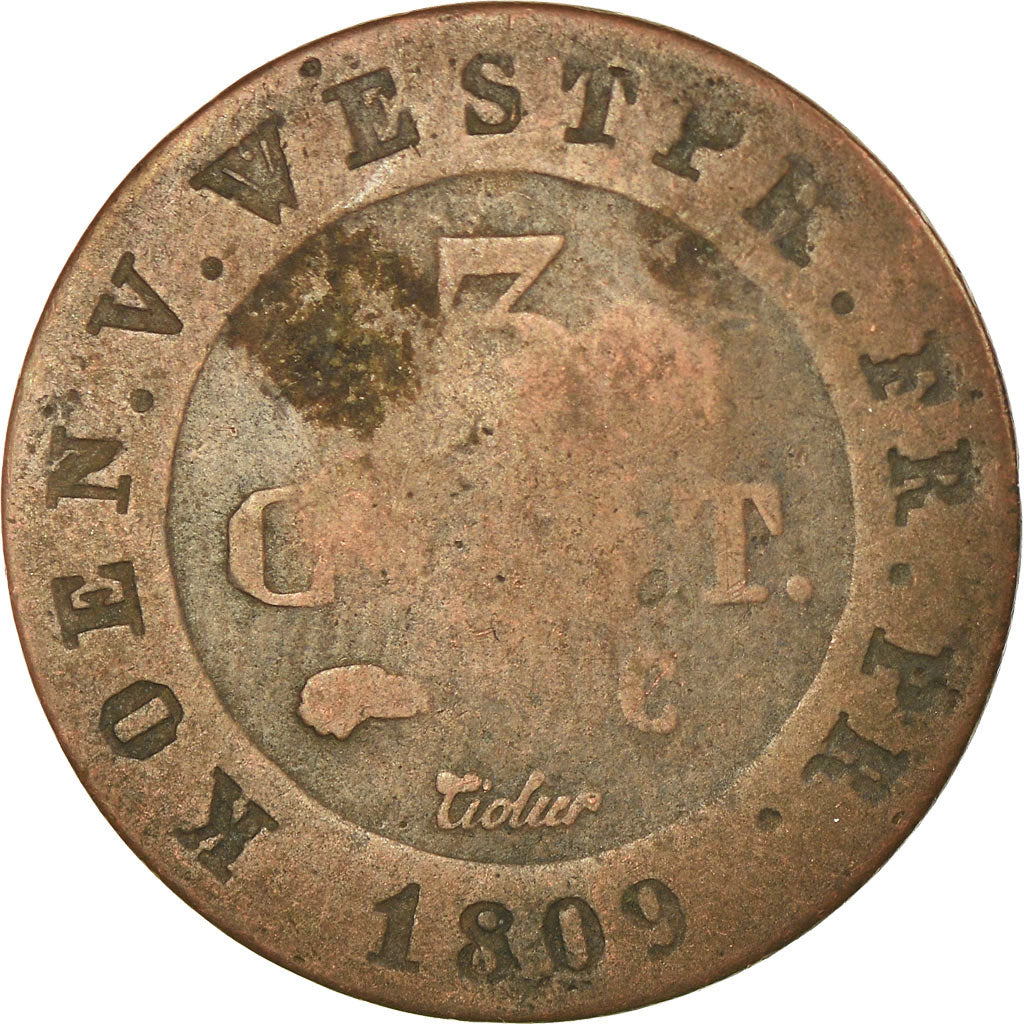 Coin, German States, WESTPHALIA, Jerome, 3 Centimes, 1809, VF(20-25), Copper