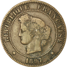 Coin, France, Cérès, 5 Centimes, 1897, Paris, EF(40-45), Bronze, KM:821.1