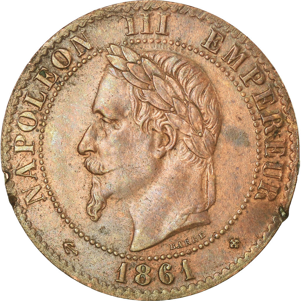 Moeda, França, Napoleon III, Napoléon III, 2 Centimes, 1861, Strasbourg