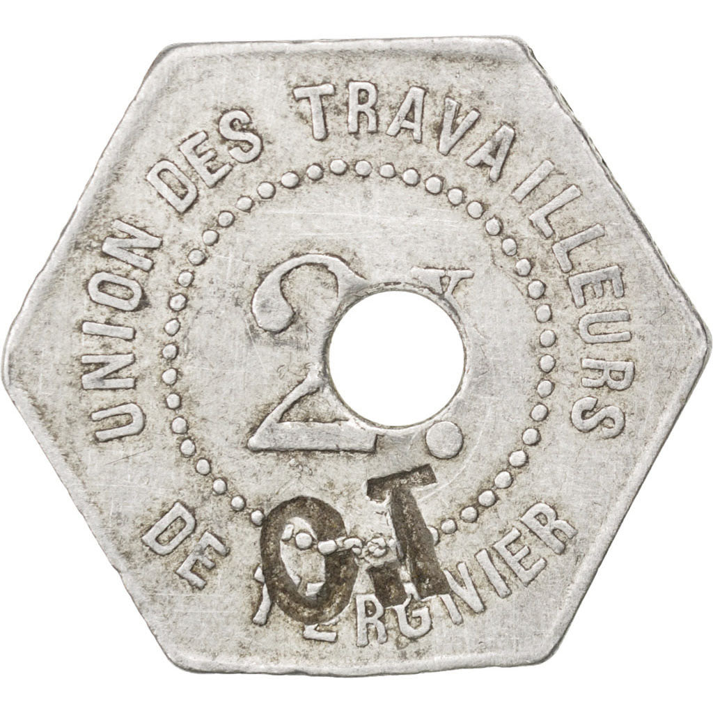 Tergnier, Union des Travailleurs, 2 Kilos, contremarqué, Elie 20.3