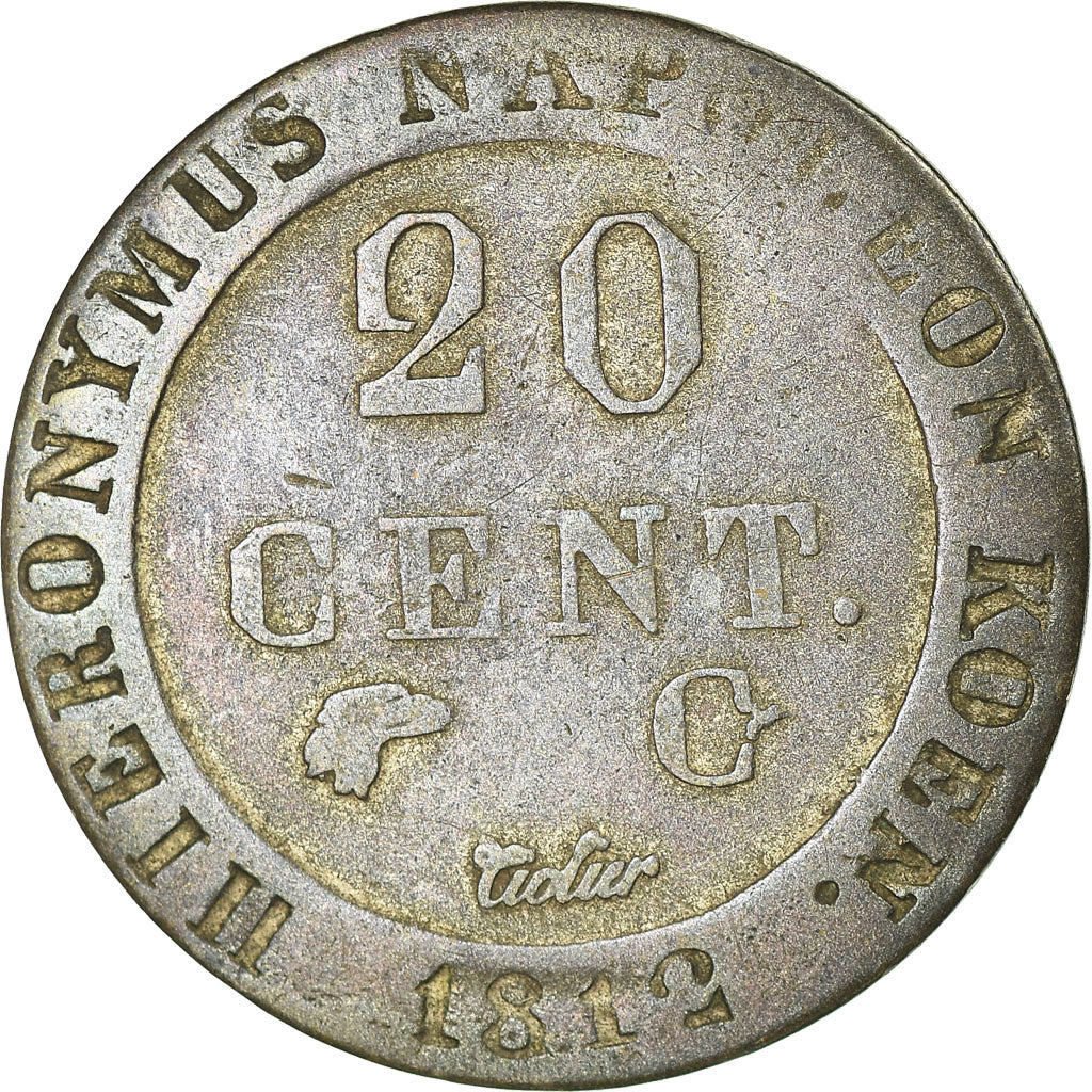 Coin, German States, WESTPHALIA, Jerome, 20 Centimes, 1812, Cassel, VF(30-35)