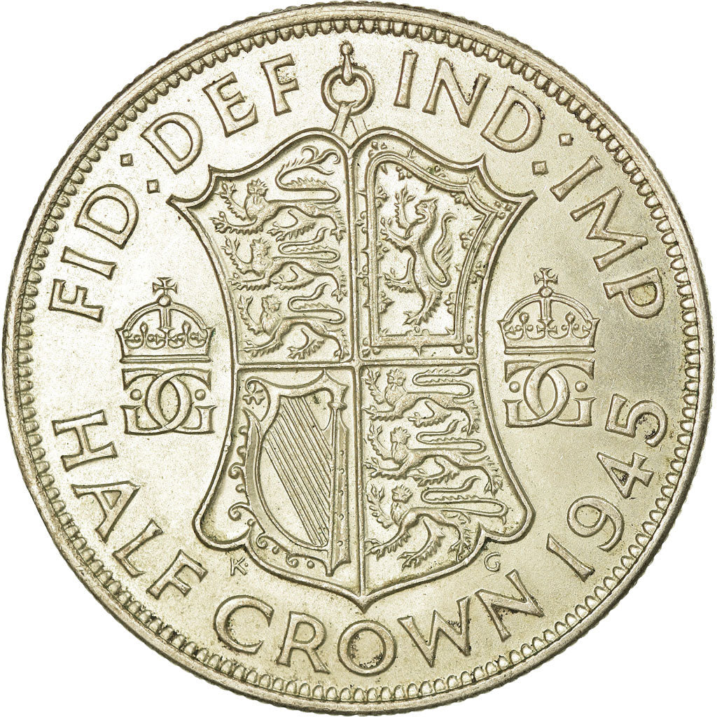 Coin, Great Britain, George VI, 1/2 Crown, 1945, EF(40-45), Silver, KM:856
