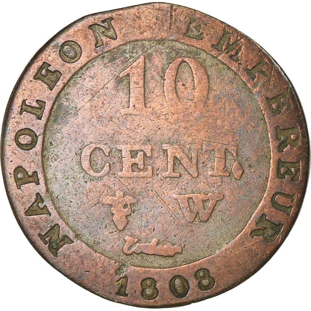Munten, Frankrijk, Napoléon I, 10 Centimes, 1808, Lille, ZG+, Billon, KM:676.9