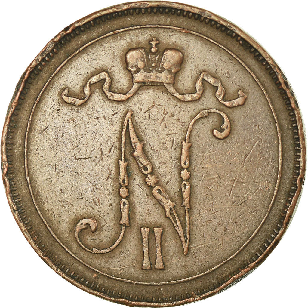 Coin, Finland, Nicholas II, 10 Pennia, 1909, EF(40-45), Copper, KM:14