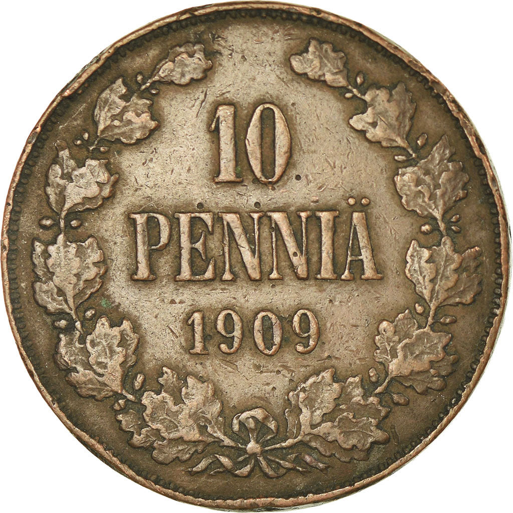 Coin, Finland, Nicholas II, 10 Pennia, 1909, EF(40-45), Copper, KM:14