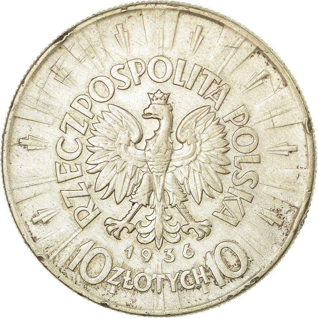 Coin, Poland, 10 Zlotych, 1936, Warsaw, VF(20-25), Silver, KM:29