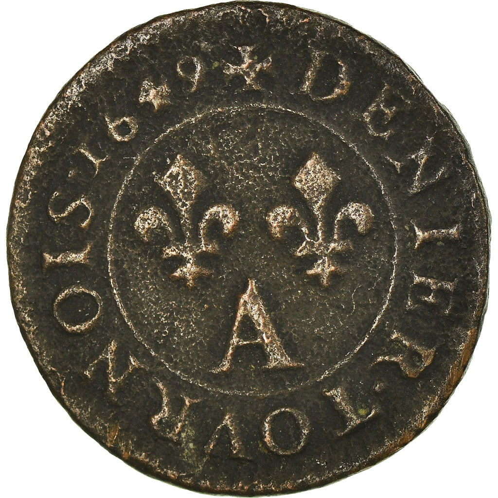 Munten, Frankrijk, Louis XIV, Denier Tournois, 1649