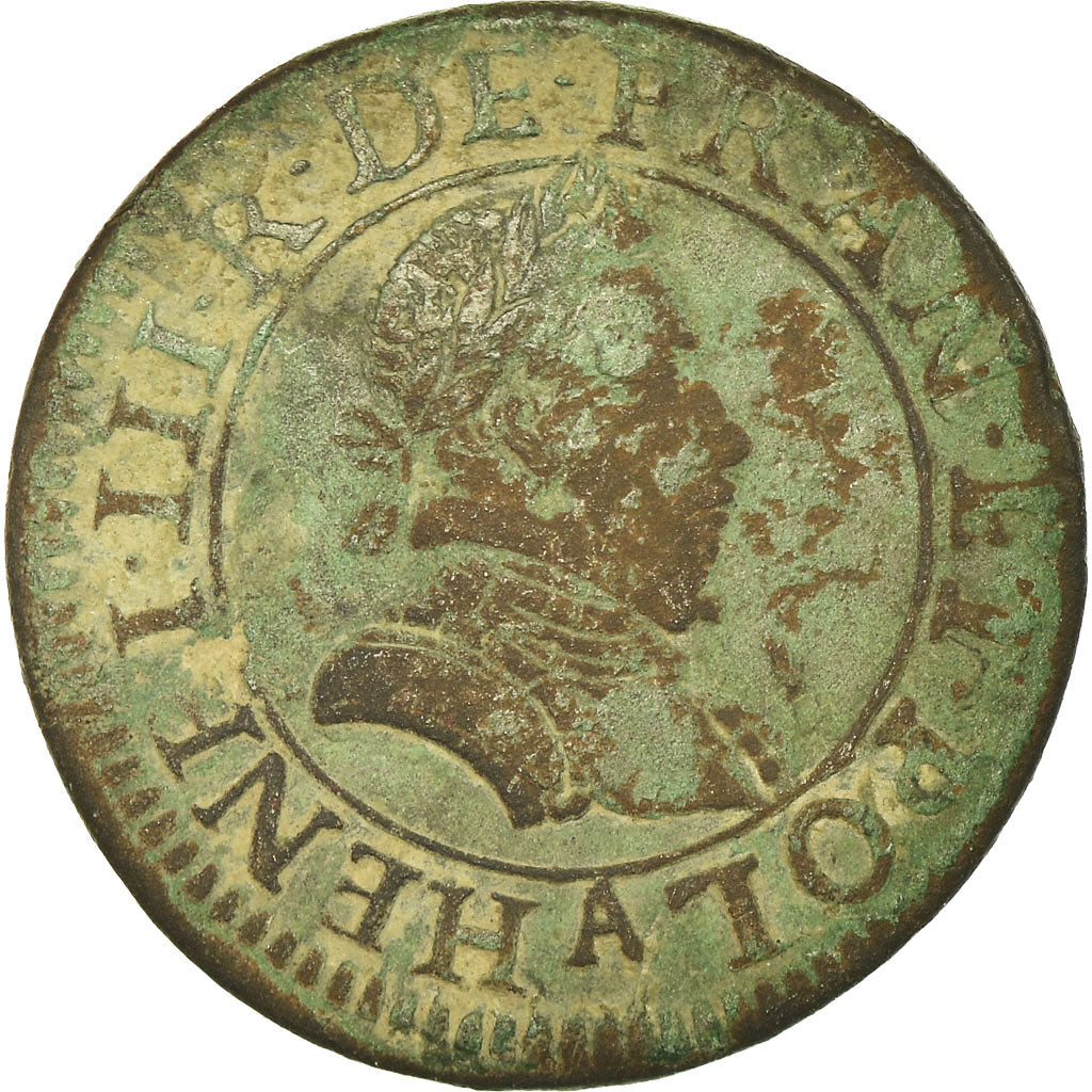 Moneta, Francia, Henri III, Henri III, Double Tournois, 1578, Paris, MB, Rame