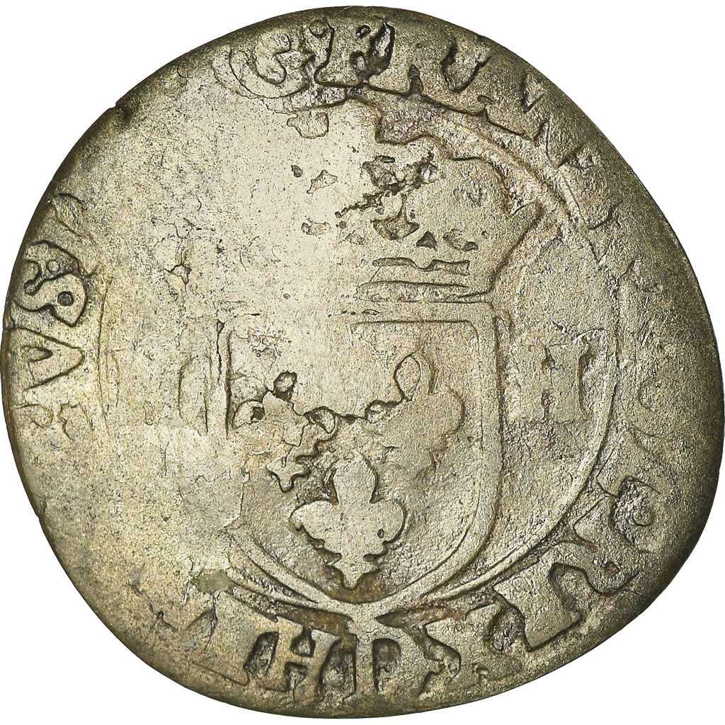 Coin, France, Henri III, Douzain, 1587, Lyon, Countermark, VF(30-35), Billon