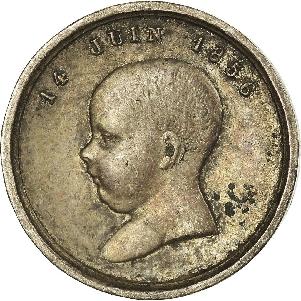 France, Medal, Napoléon III, Naissance de Louis Napoléon, 1856, Caqué