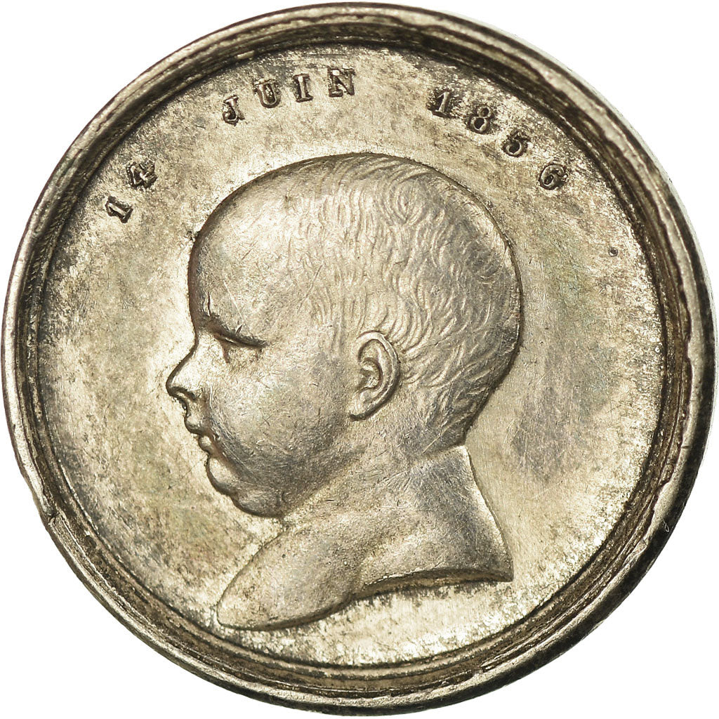 France, Medal, Napoléon III, Naissance de Louis Napoléon, 1856, Caqué