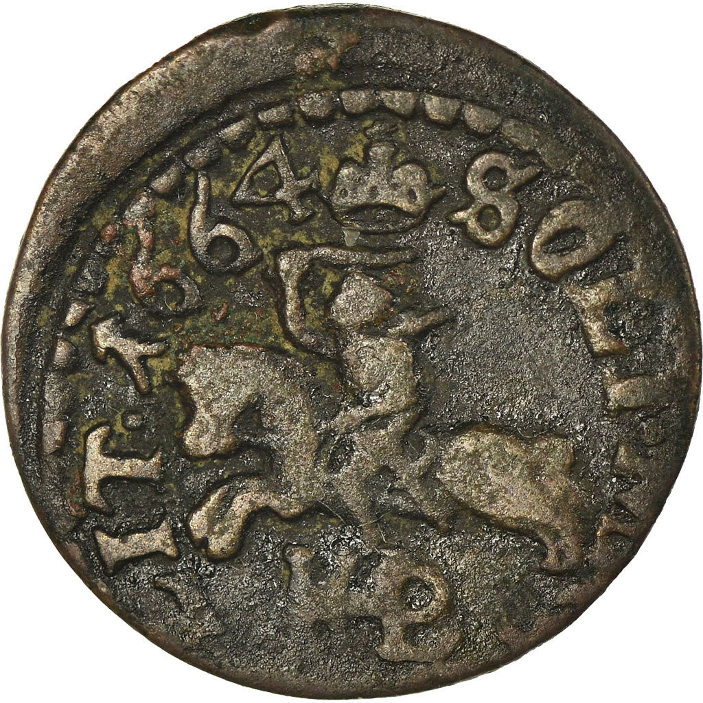 Coin, Poland, Johann Casimir, Solidus or Boratynka, 1664, AU(50-53), Copper