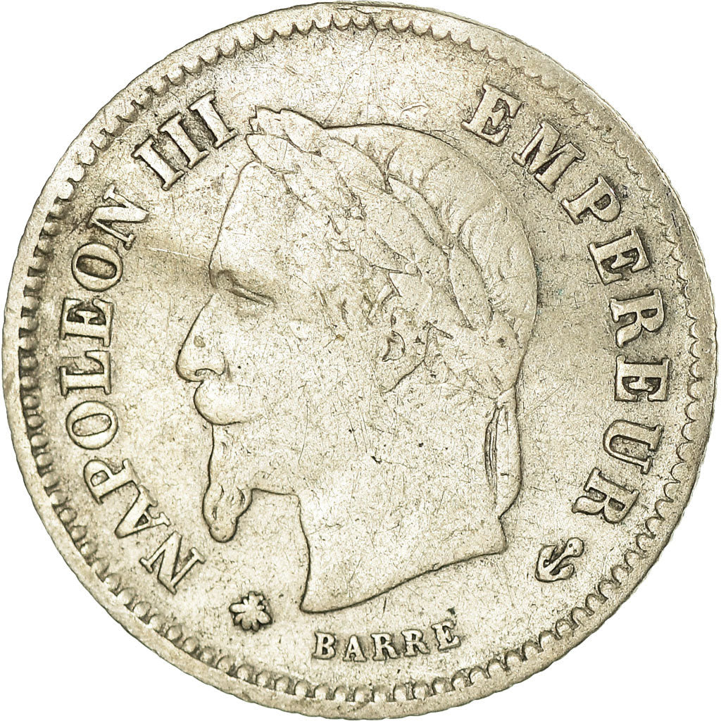 Moneda, Francia, Napoleon III, Napoléon III, 20 Centimes, 1867, Paris, BC+