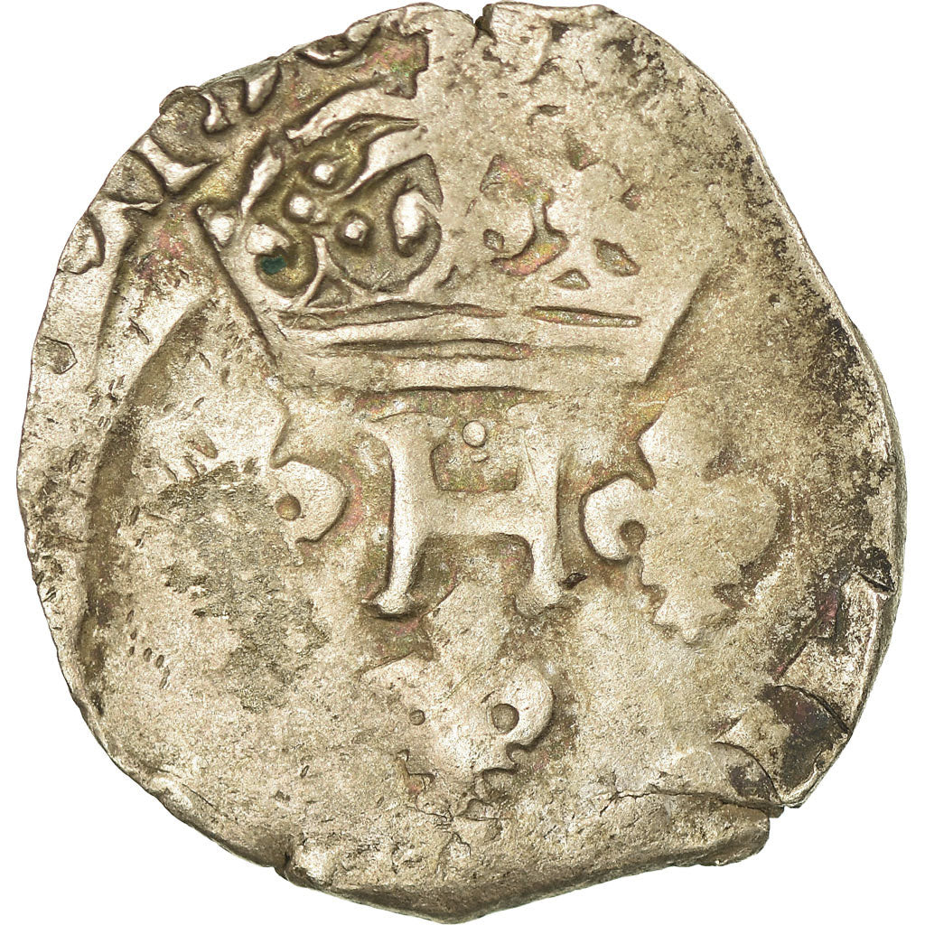 Monnaie, France, Double Sol Parisis, 1590, Atelier incertain, B+, Billon