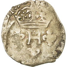 Monnaie, France, Double Sol Parisis, 1590, Atelier incertain, B+, Billon