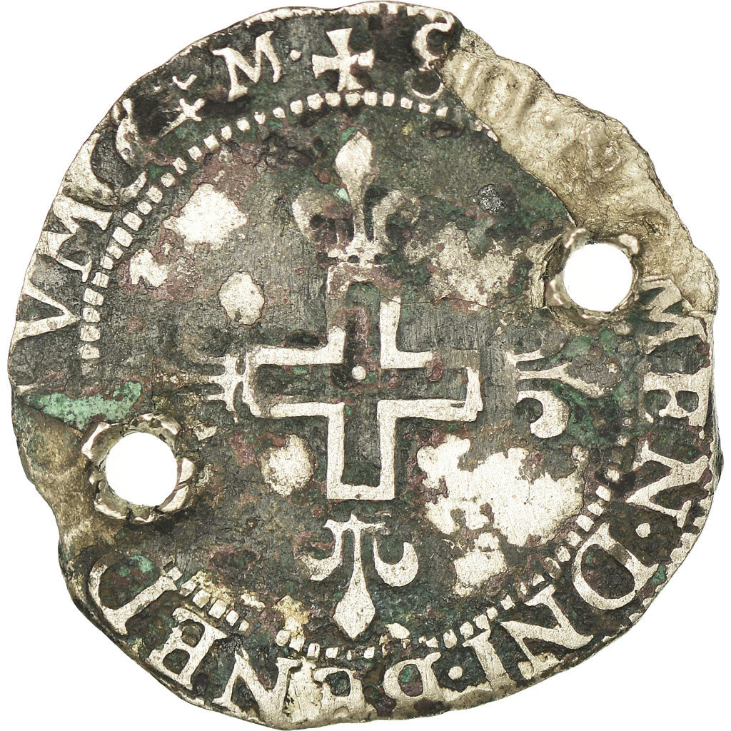 Coin, France, Double Sol Parisis, 1571, Bordeaux, VF(30-35), Billon