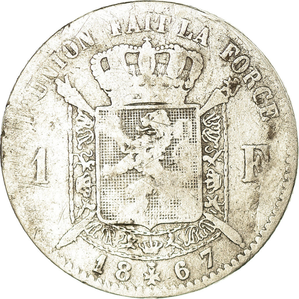 Monnaie, Belgique, Leopold II, Franc, 1867, B+, Argent, KM:28.1