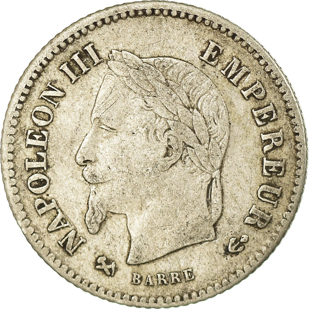 Moneda, Francia, Napoleon III, Napoléon III, 20 Centimes, 1867, Bordeaux, BC+
