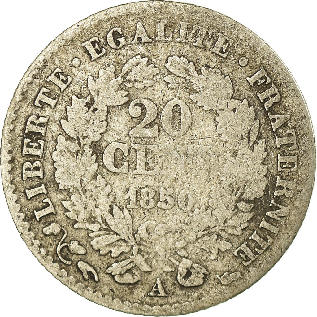 Coin, France, Cérès, 20 Centimes, 1850, Paris, F(12-15), Silver, KM:758.1
