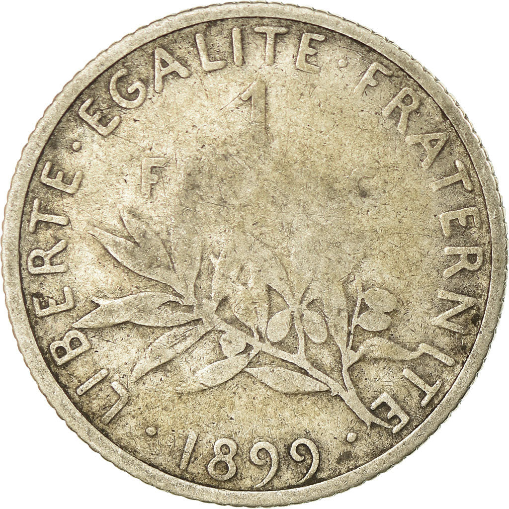Moneta, Francja, Semeuse, Franc, 1899, Paris, VF(20-25), Srebro, KM:844.1