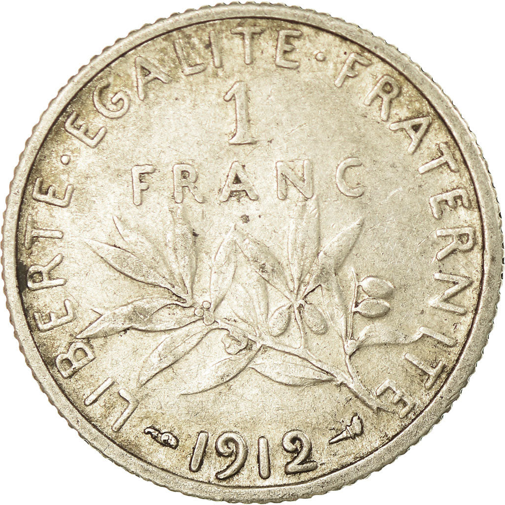 Coin, France, Semeuse, Franc, 1912, EF(40-45), Silver, KM:844.1, Gadoury:467