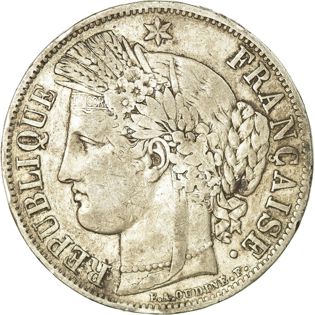 Coin, France, Cérès, 5 Francs, 1849, Strasbourg, VF(20-25), Silver, KM:761.2