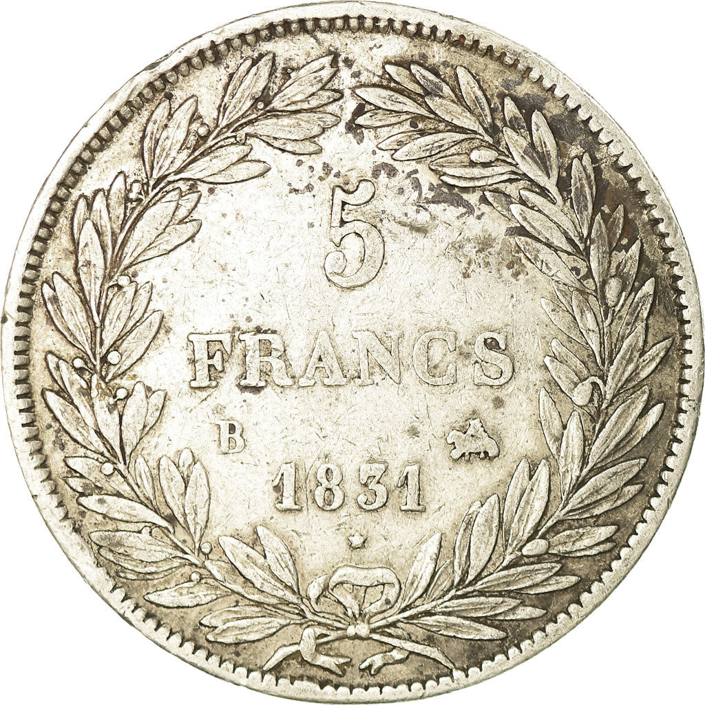 Coin, France, Louis-Philippe, 5 Francs, 1831, Rouen, EF(40-45), Silver