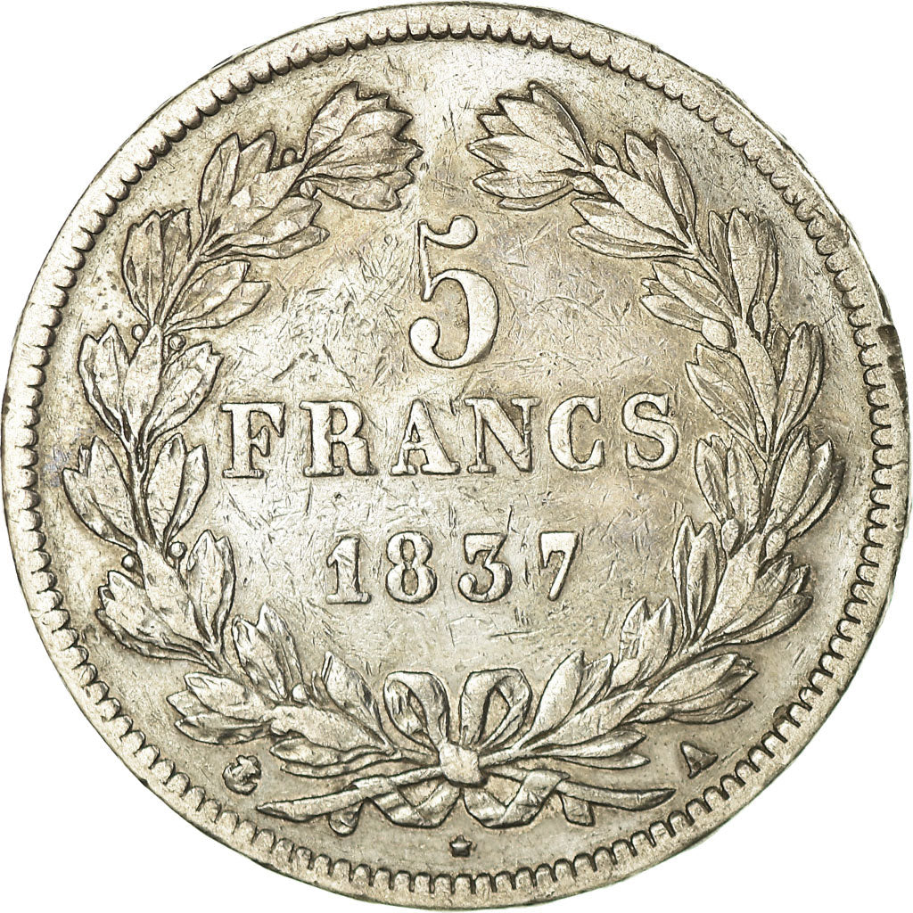 Coin, France, Louis-Philippe, 5 Francs, 1837, Paris, VF(30-35), Silver