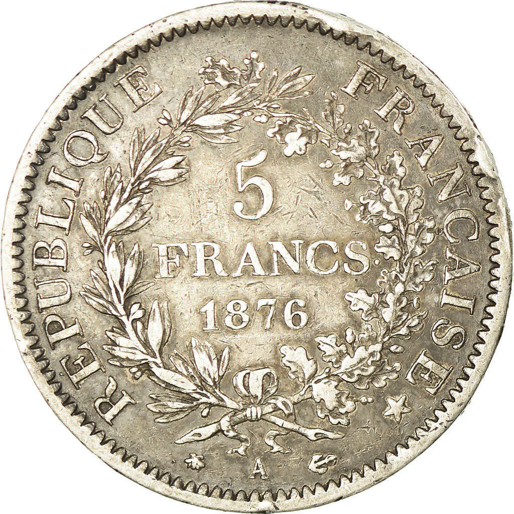 Coin, France, Hercule, 5 Francs, 1876, Paris, VF(30-35), Silver, KM:820.1