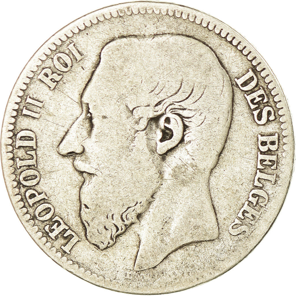 Coin, Belgium, Leopold II, 2 Francs, 2 Frank, 1867, F(12-15), Silver, KM:30.1