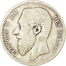 Coin, Belgium, Leopold II, 2 Francs, 2 Frank, 1867, F(12-15), Silver, KM:30.1