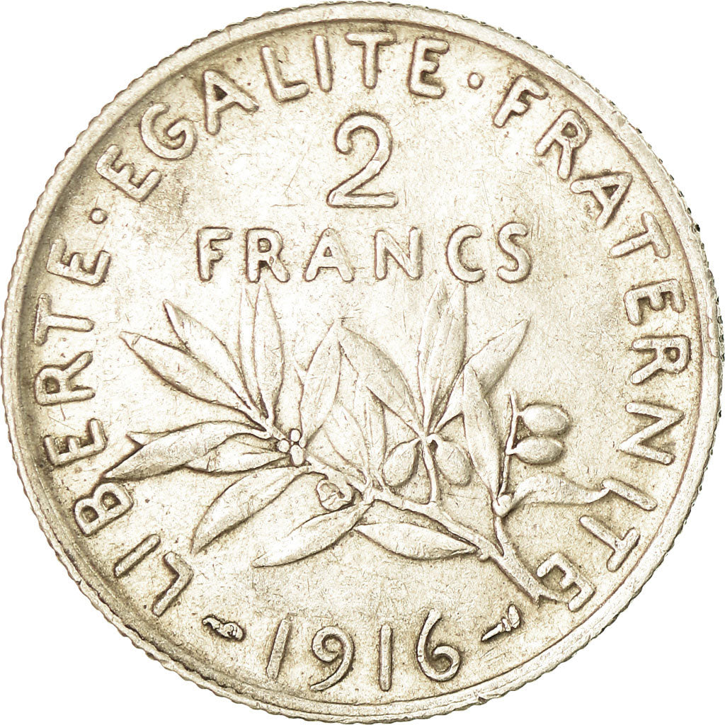 Coin, France, Semeuse, 2 Francs, 1916, Paris, EF(40-45), Silver, KM:845.1