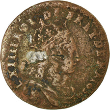 Münze, Frankreich, Louis XIV, Liard de France, 1656, Acquigny, S, Kupfer