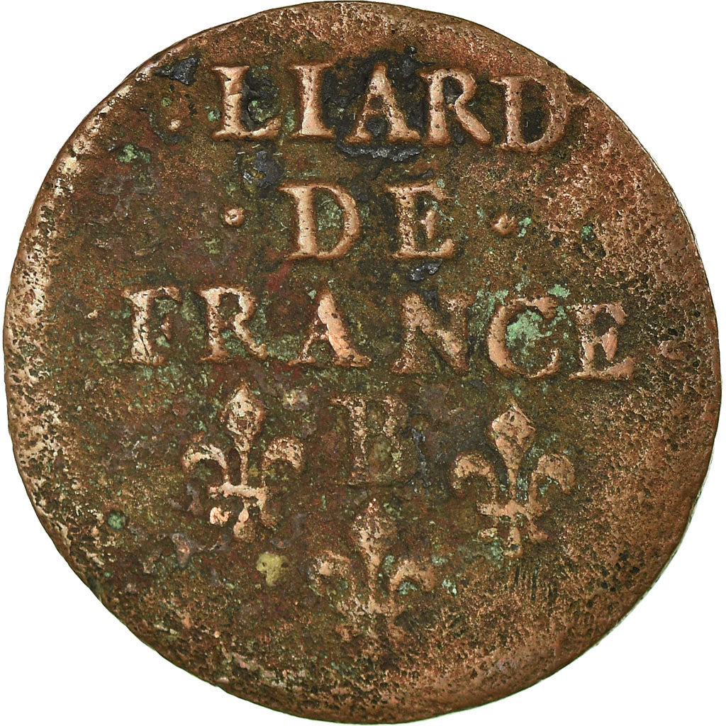 Münze, Frankreich, Louis XIV, Liard de France, 1656, Acquigny, S, Kupfer